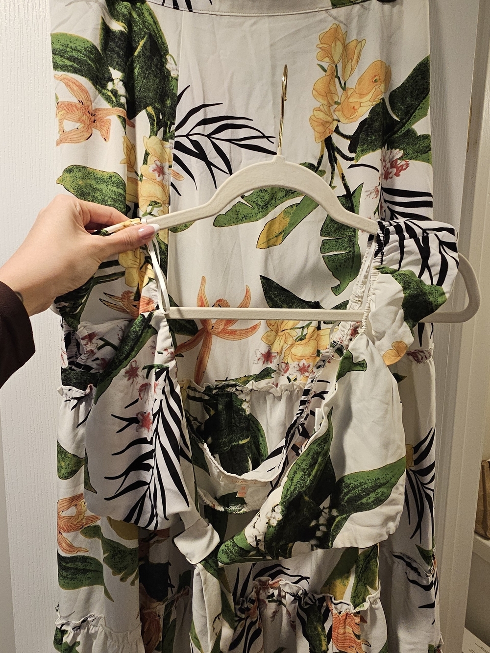 NWT Tropical Print 2-Piece Maxi Skirt Set | Crop Top | Size M